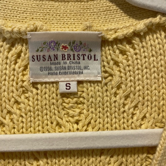 Susan Bristol Yellow and Blue Cardigan with Vintage Knit Design Size S - Picture 4 of 5